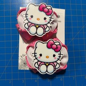 Hello Kitty Pink and White Bow Hair Clips